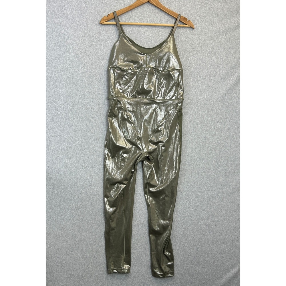 Adidas x Ivy Park Catsuit Khaki Gold Metallic Bodysuit Jumpsuit Womens XL NWT